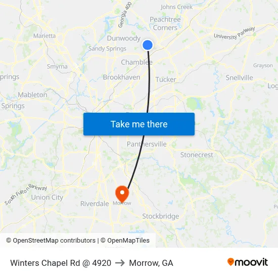 Winters Chapel Rd @ 4920 to Morrow, GA map