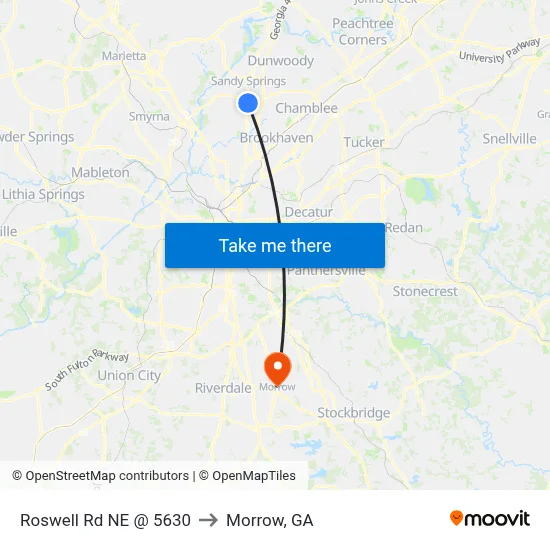 Roswell Rd NE @ 5630 to Morrow, GA map