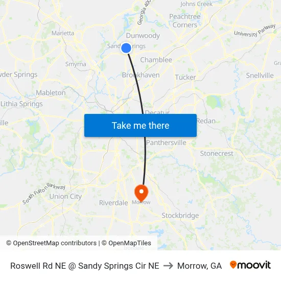 Roswell Rd NE @ Sandy Springs Cir NE to Morrow, GA map