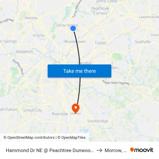 Hammond Dr NE @ Peachtree Dunwoody Rd to Morrow, GA map