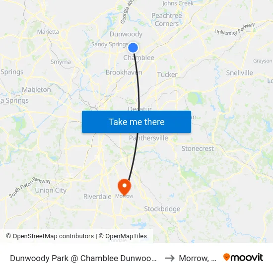 Dunwoody Park @ Chamblee Dunwoody Rd to Morrow, GA map