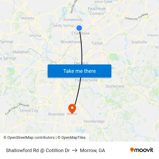 Shallowford Rd @ Cotillion Dr to Morrow, GA map