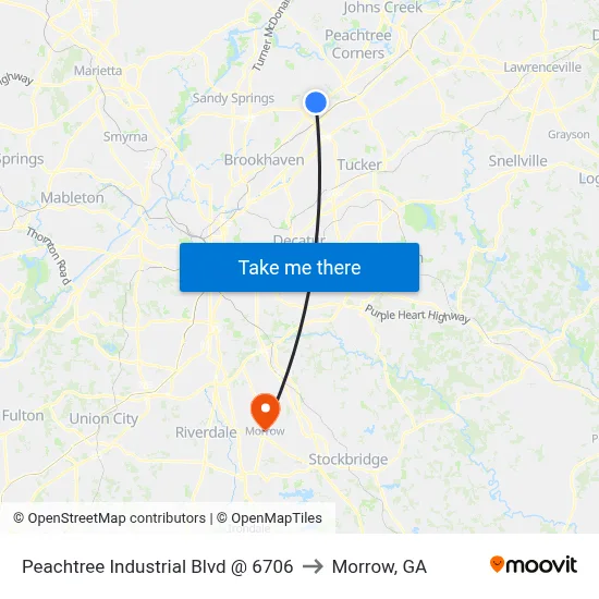 Peachtree Industrial Blvd @ 6706 to Morrow, GA map