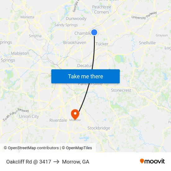 Oakcliff Rd @ 3417 to Morrow, GA map