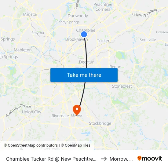 Chamblee Tucker Rd @ New Peachtree Rd to Morrow, GA map