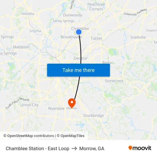 Chamblee Station - East Loop to Morrow, GA map