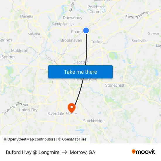 Buford Hwy @ Longmire to Morrow, GA map