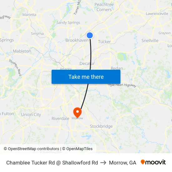 Chamblee Tucker Rd @ Shallowford Rd to Morrow, GA map