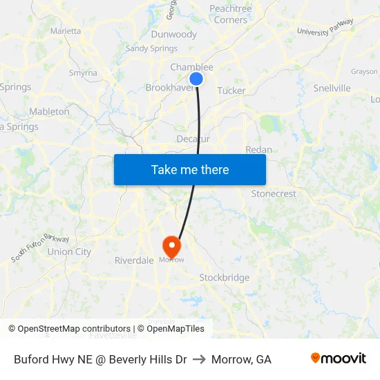 Buford Hwy NE @ Beverly Hills Dr to Morrow, GA map