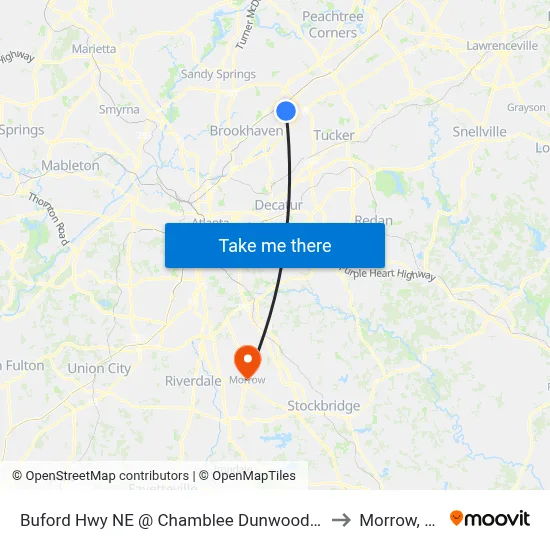 Buford Hwy NE @ Chamblee Dunwoody Rd to Morrow, GA map
