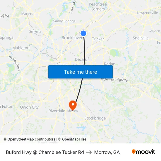 Buford Hwy @ Chamblee Tucker Rd to Morrow, GA map