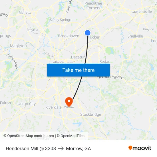 Henderson Mill @ 3208 to Morrow, GA map