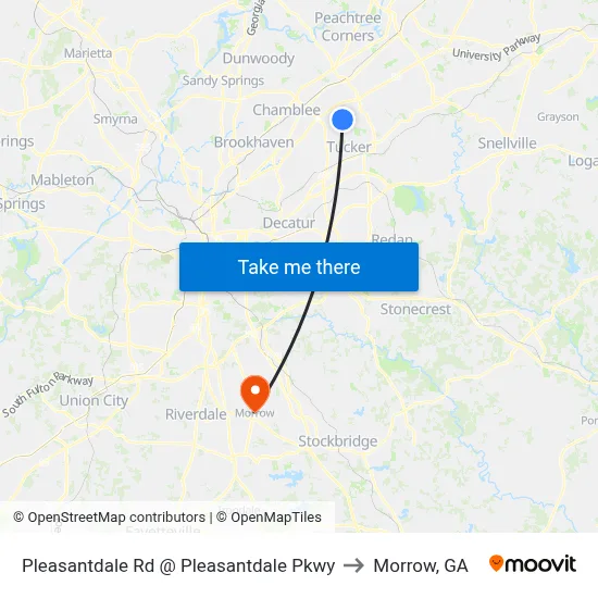 Pleasantdale Rd @ Pleasantdale Pkwy to Morrow, GA map