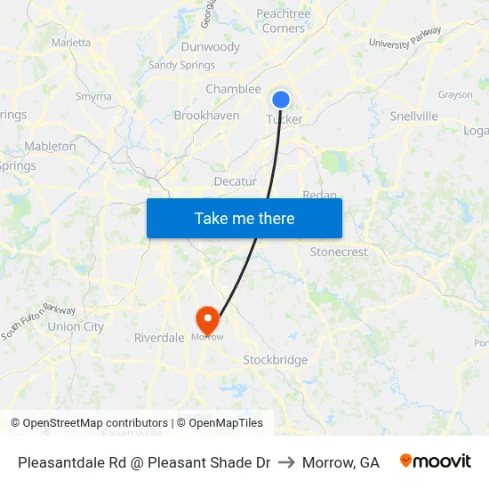 Pleasantdale Rd @ Pleasant Shade Dr to Morrow, GA map