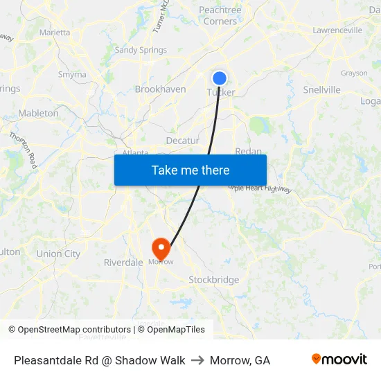 Pleasantdale Rd @ Shadow Walk to Morrow, GA map