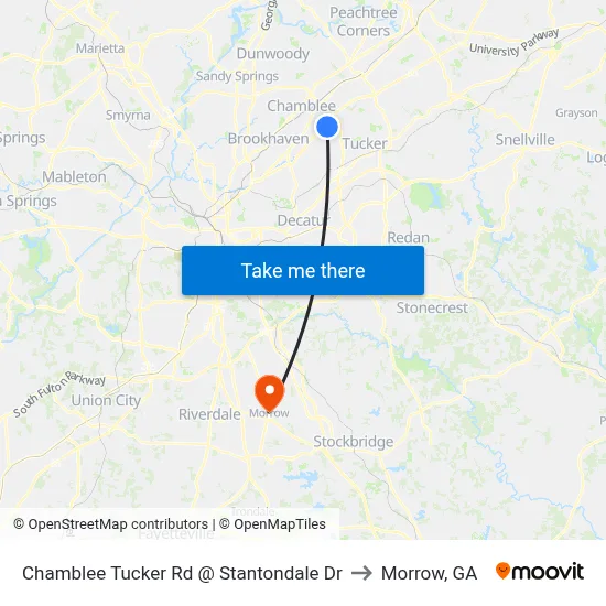 Chamblee Tucker Rd @ Stantondale Dr to Morrow, GA map
