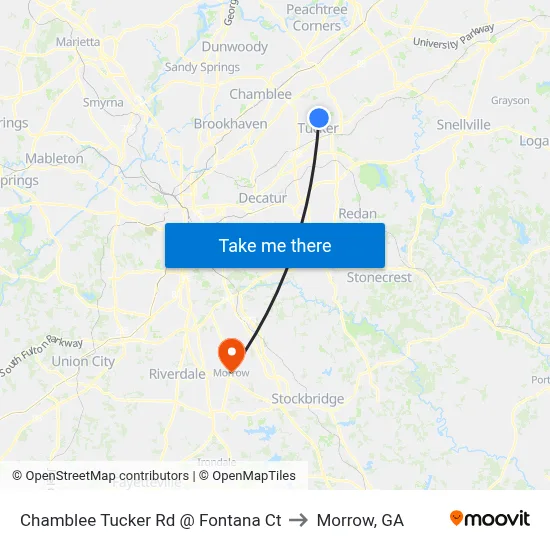 Chamblee Tucker Rd @ Fontana Ct to Morrow, GA map