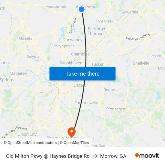 Old Milton Pkwy @ Haynes Bridge Rd to Morrow, GA map