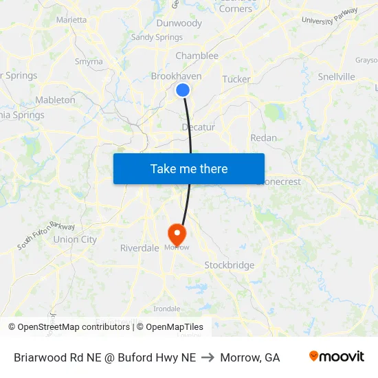 Briarwood Rd NE @ Buford Hwy NE to Morrow, GA map