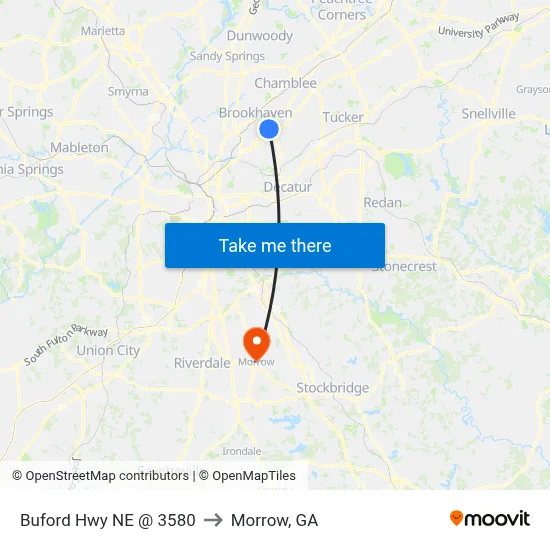 Buford Hwy NE @ 3580 to Morrow, GA map