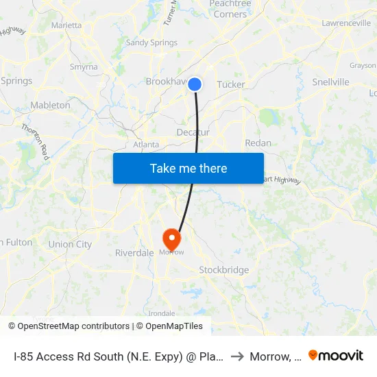 I-85 Access Rd South (N.E. Expy) @ Plaster Rd to Morrow, GA map