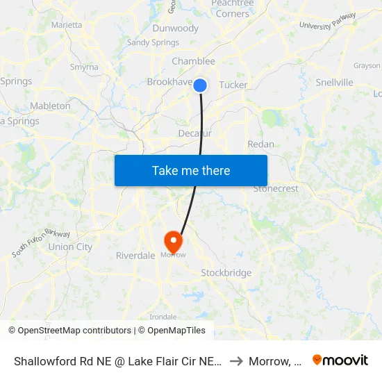 Shallowford Rd NE @ Lake Flair Cir NE (N) to Morrow, GA map