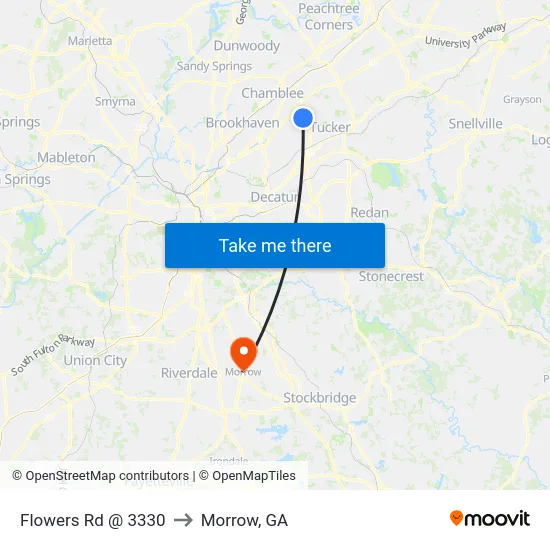 Flowers Rd @ 3330 to Morrow, GA map