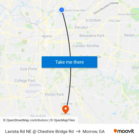 Lavista Rd NE @ Cheshire Bridge Rd to Morrow, GA map