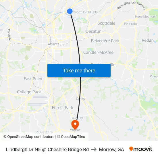 Lindbergh Dr NE @ Cheshire Bridge Rd to Morrow, GA map