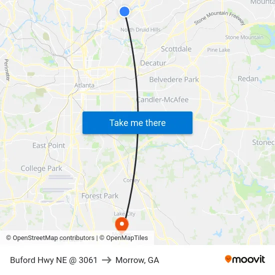 Buford Hwy NE @ 3061 to Morrow, GA map