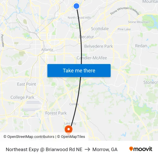 Northeast Expy @ Briarwood Rd NE to Morrow, GA map