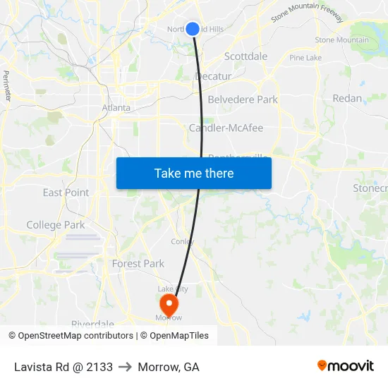 Lavista Rd @ 2133 to Morrow, GA map