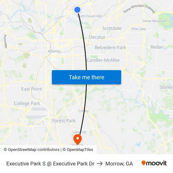Executive Park S @ Executive Park Dr to Morrow, GA map