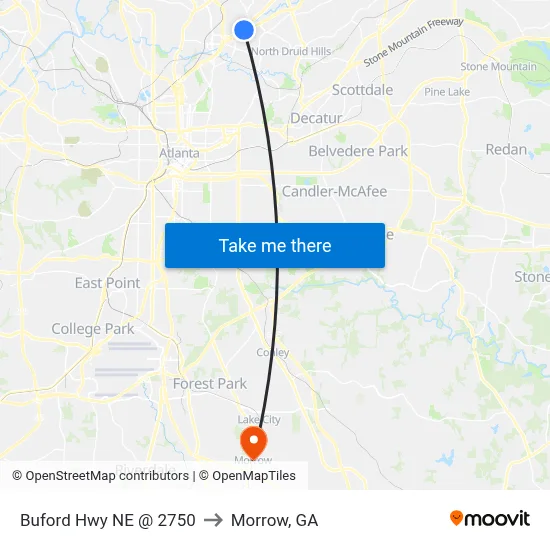 Buford Hwy NE @ 2750 to Morrow, GA map