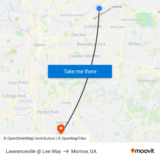 Lawrenceville @ Lee Way to Morrow, GA map