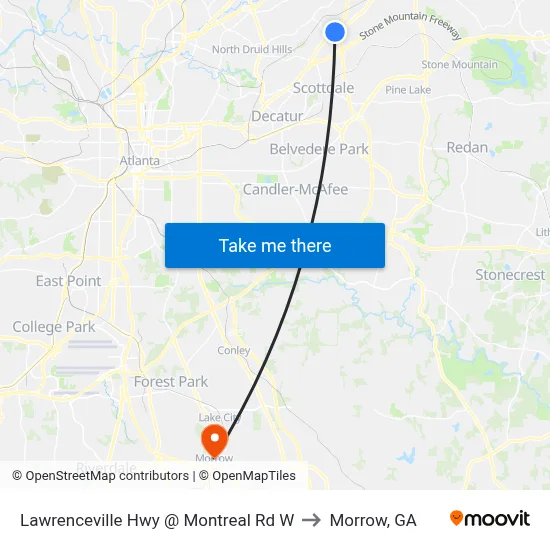 Lawrenceville Hwy @ Montreal Rd W to Morrow, GA map