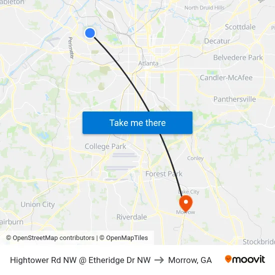 Hightower Rd NW @ Etheridge Dr NW to Morrow, GA map
