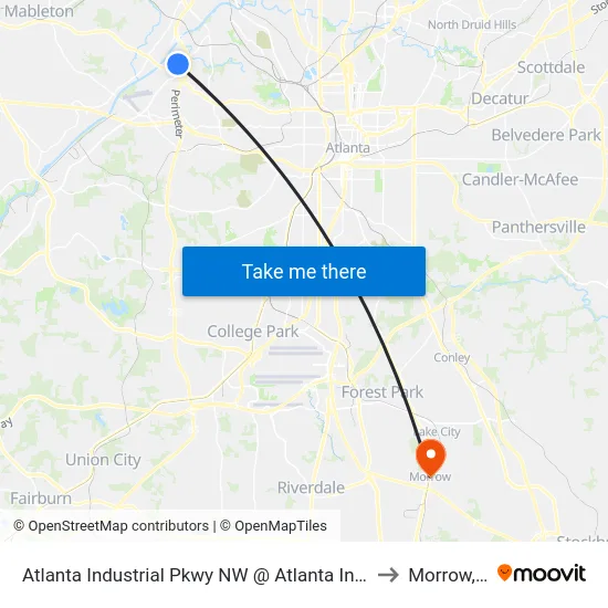 Atlanta Industrial Pkwy NW @ Atlanta Industrial Dr to Morrow, GA map