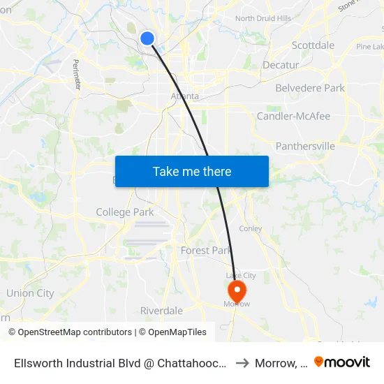 Ellsworth Industrial Blvd @ Chattahoochee Ave to Morrow, GA map