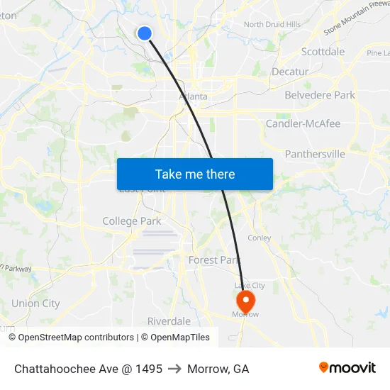 Chattahoochee Ave @ 1495 to Morrow, GA map