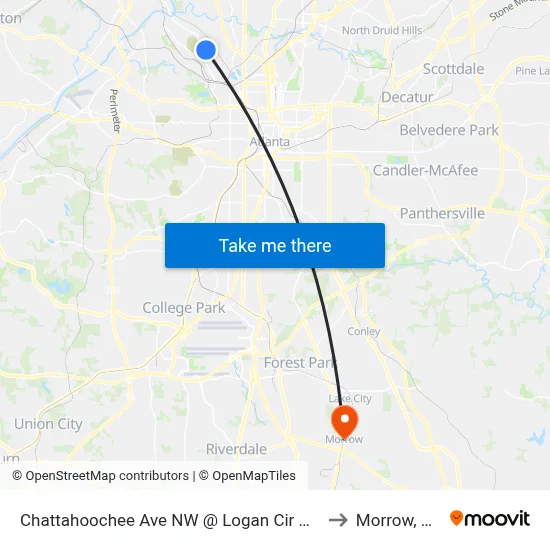 Chattahoochee Ave NW @ Logan Cir NW to Morrow, GA map