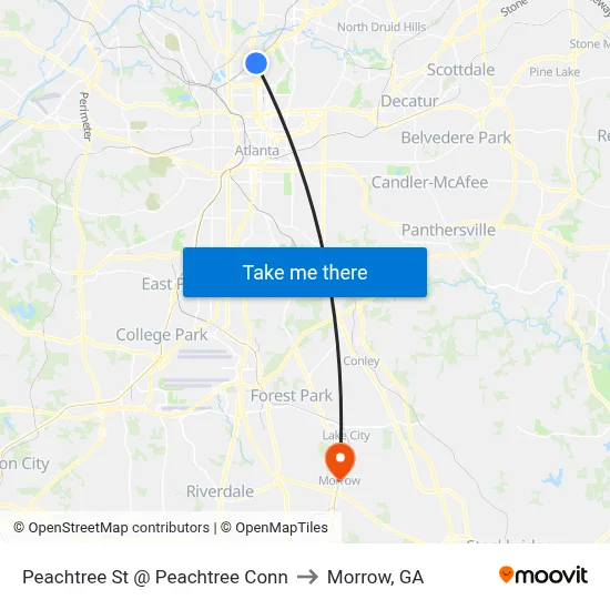 Peachtree St @ Peachtree Conn to Morrow, GA map