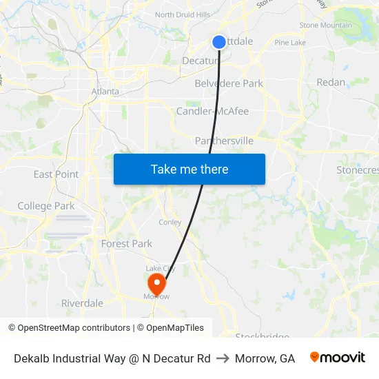 Dekalb Industrial Way @ N Decatur Rd to Morrow, GA map