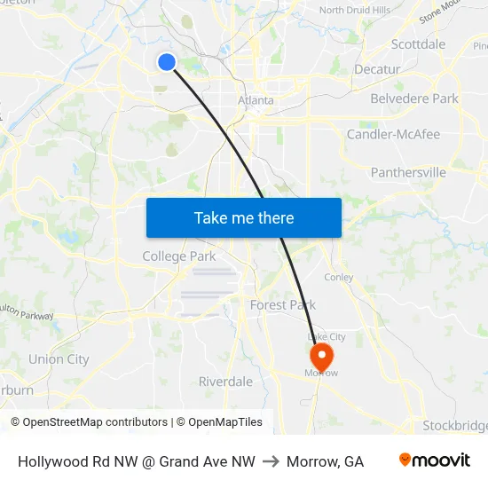 Hollywood Rd NW @ Grand Ave NW to Morrow, GA map