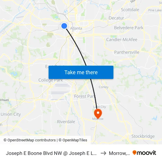 Joseph E Boone Blvd NW @ Joseph E Lowery Blvd to Morrow, GA map