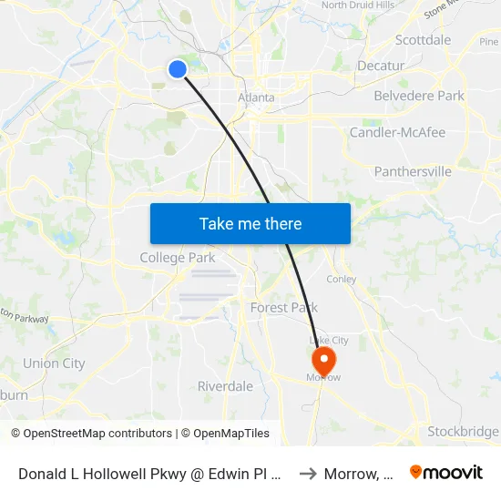 Donald L Hollowell Pkwy @ Edwin Pl NW to Morrow, GA map
