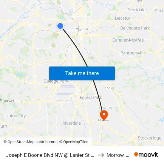 Joseph E Boone Blvd NW @ Lanier St NW to Morrow, GA map