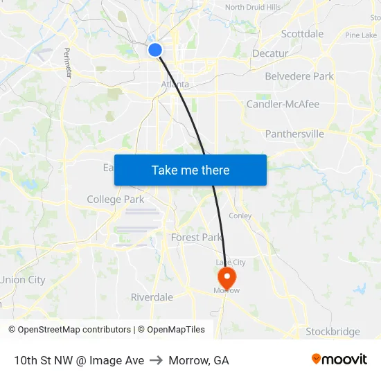 10th St NW @ Image Ave to Morrow, GA map