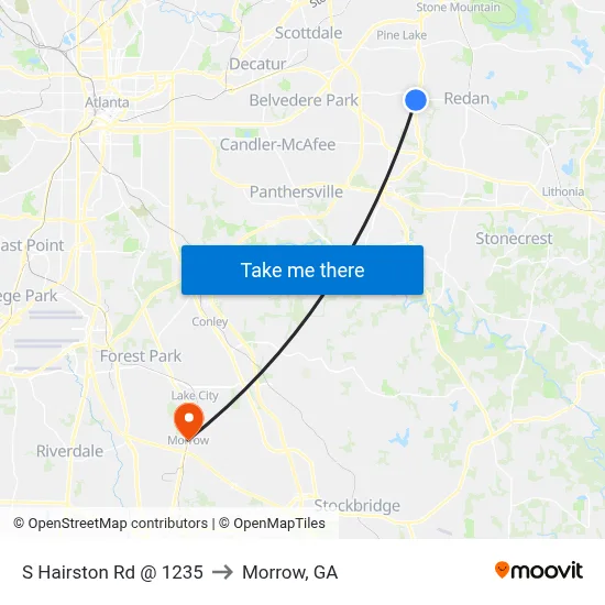 S Hairston Rd @ 1235 to Morrow, GA map