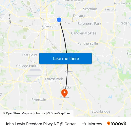 John Lewis Freedom Pkwy NE @ Carter Center Entr to Morrow, GA map